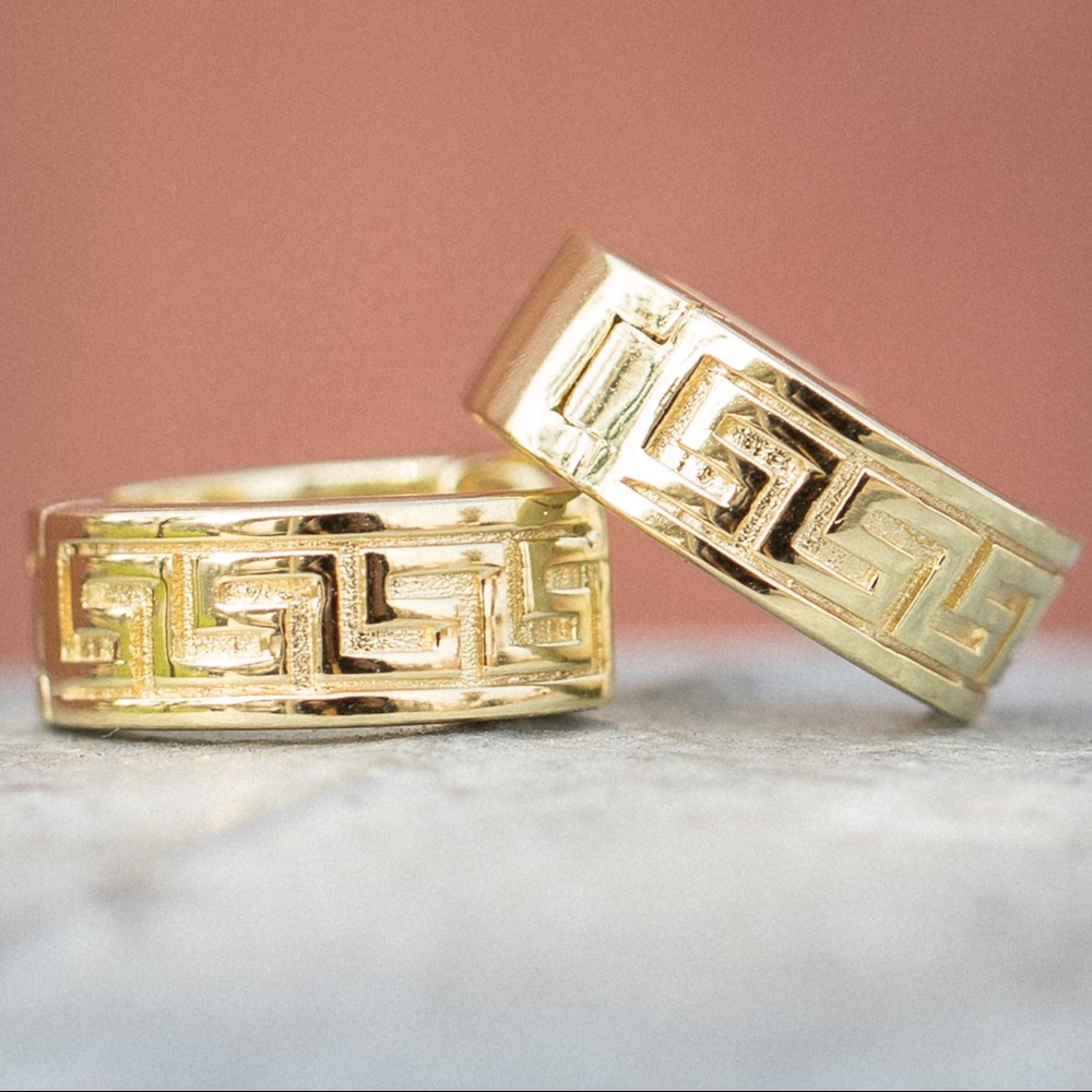 Solid Gold Greek Hoop Earrings